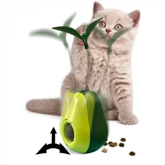 Mey İthalat® Avokado Şeklinde Kedi Naneli ve Mama Hazneli Kedi Oyuncağı