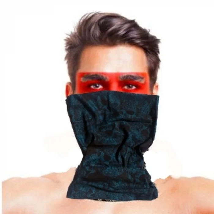 Mey İthalat® Baf Bandana Çoklu Kafatası Mavi Siyah Maske