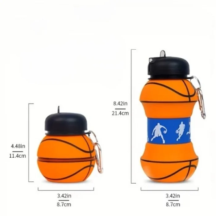 Mey İthalat® Basketbol Topu Tasarımlı Akordiyon Su Şişesi