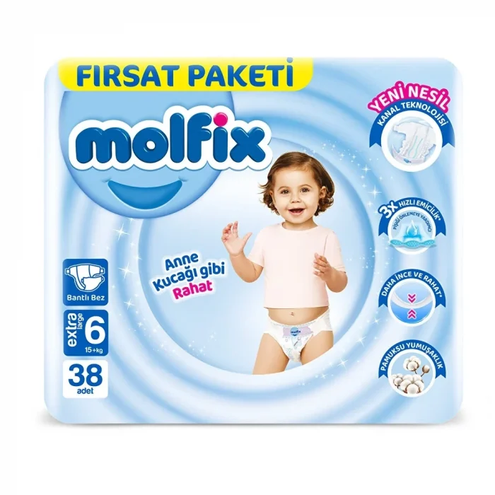 Mey İthalat®   Bebek Bezi Fırsat Paketi 6 Beden 15+ Kg 38 Adet