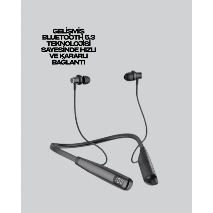 Mey İthalat® Bluetooth 5.3 Boyun Bantlı Kulaklık – Oyun ve Müzik Modu, SD Kart Desteği