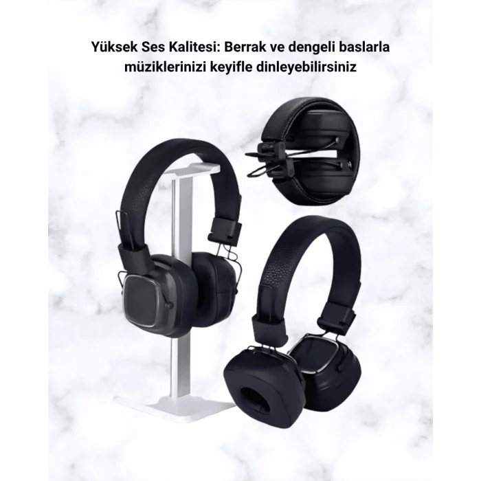 Mey İthalat® Bluetooth 5.3 Rainbow Işıklı Kulak Üstü Kablosuz Kulaklık Yeni Nesil