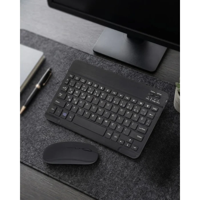 Mey İthalat® Bluetooth Klavye Mouse Seti Taşınabilir Wireless Bilgisayar Aksesuarı