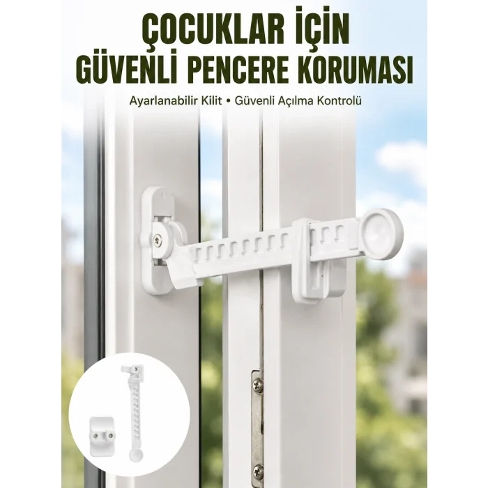 Mey İthalat® Cam Pencere Açılma Kontrol Kilidi Kolay Montaj 3’lü Yeni Nesil