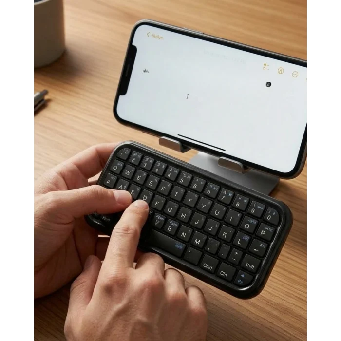 Mey İthalat® Cep Boyutu Kablosuz Bluetooth Klavye Telefon ve Tablet Uyumlu