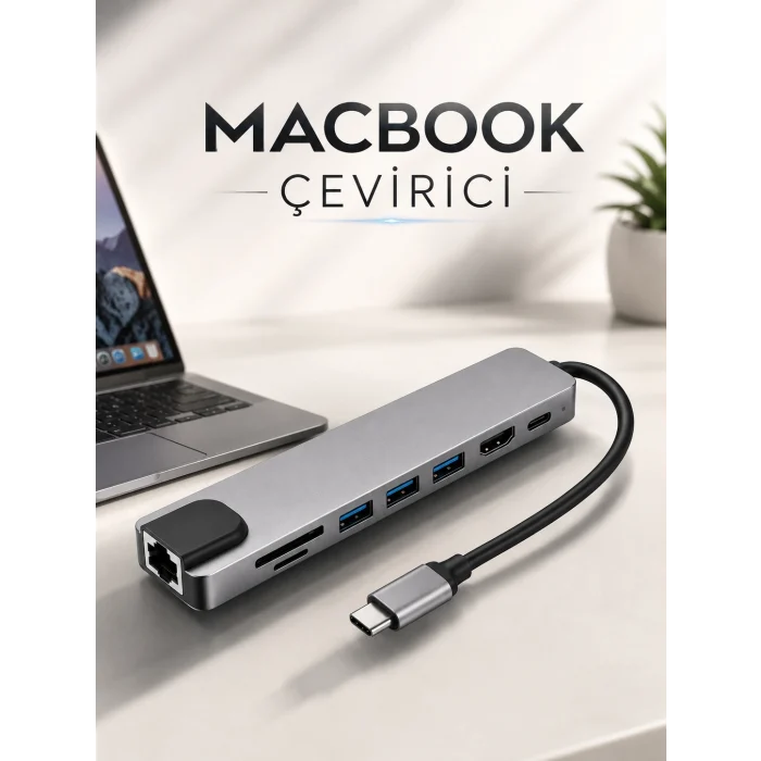 Mey İthalat® Çevirici Dönüştürücü Adaptör Macbook 3 In 1 Type-C To Hdmı USB 3.0