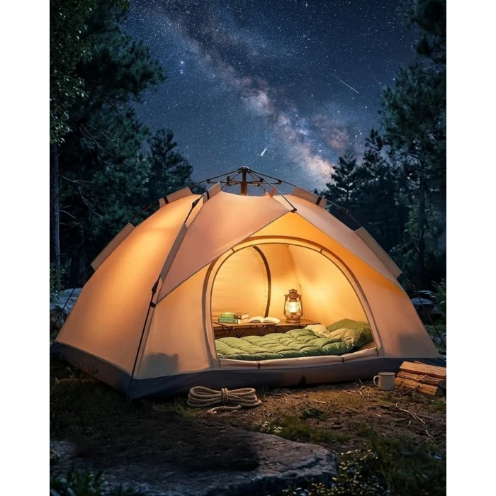 Mey İthalat® Çift Katmanlı Kamp Çadırı Otomatik Kurulum Suya Dayanıklı Outdoor Çadır