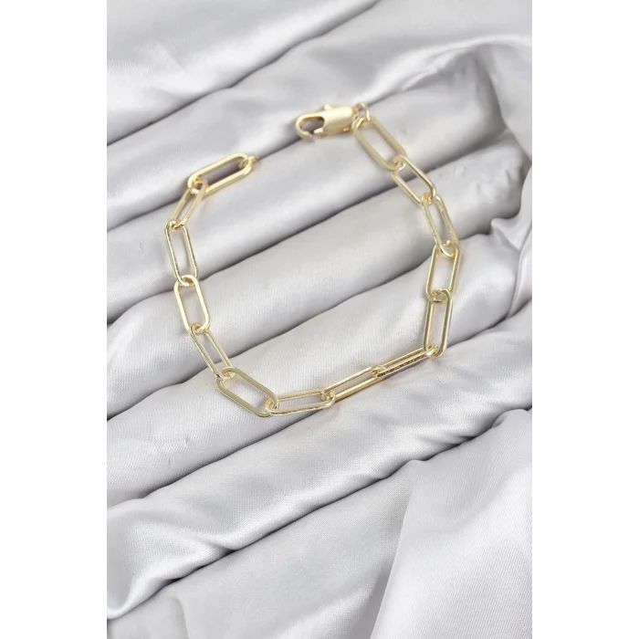 Mey İthalat® CM Ataş Zincir Model Gold Renk Pirinç Kadın Bileklik