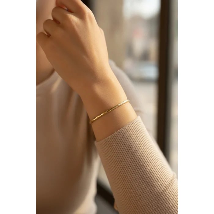 Mey İthalat® CM Gold Renk Lazer Kesim 65 mm Bilezik