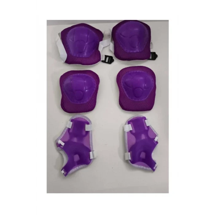 Mey İthalat® Çocuk Koruyucu Set Dizlik Dirseklik Bileklik 6 Parça Paten Scooter Bisiklet Kaykay Koruyucu Mor Renk