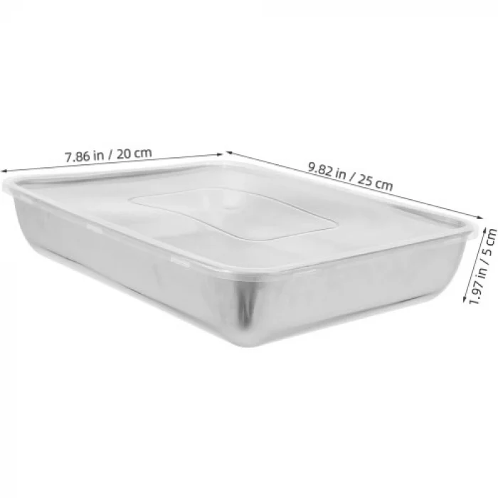 Mey İthalat® Çok Amaçlı Paslanmaz Çelik Fırın ve Saklama Kabı (25x20x5 cm)