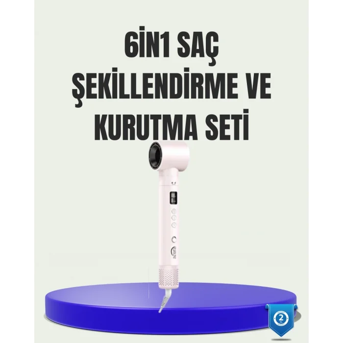 Mey İthalat® Çok Fonksiyonlu 6 Başlıklı Saç Kurutma ve Şekillendirme Seti
