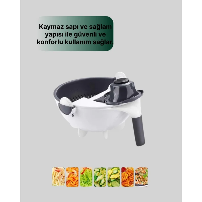 Mey İthalat® Çok Fonksiyonlu Dilimleyici ve Süzgeçli Mutfak Aparatı