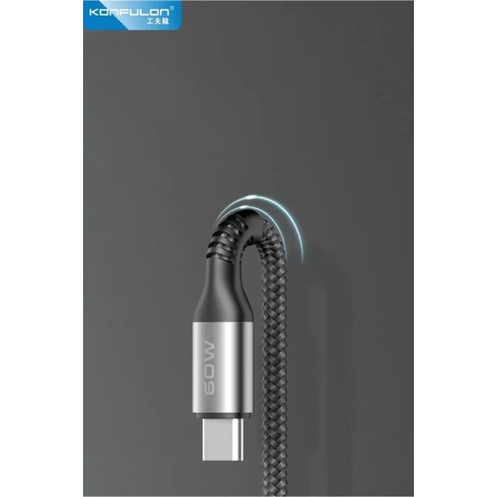 Mey İthalat®  DC62 3in1 Type-C to 60W Type-C / 12W Lightning / 15W Micro 1.2M Hızlı Şarj Kablo - Siyah