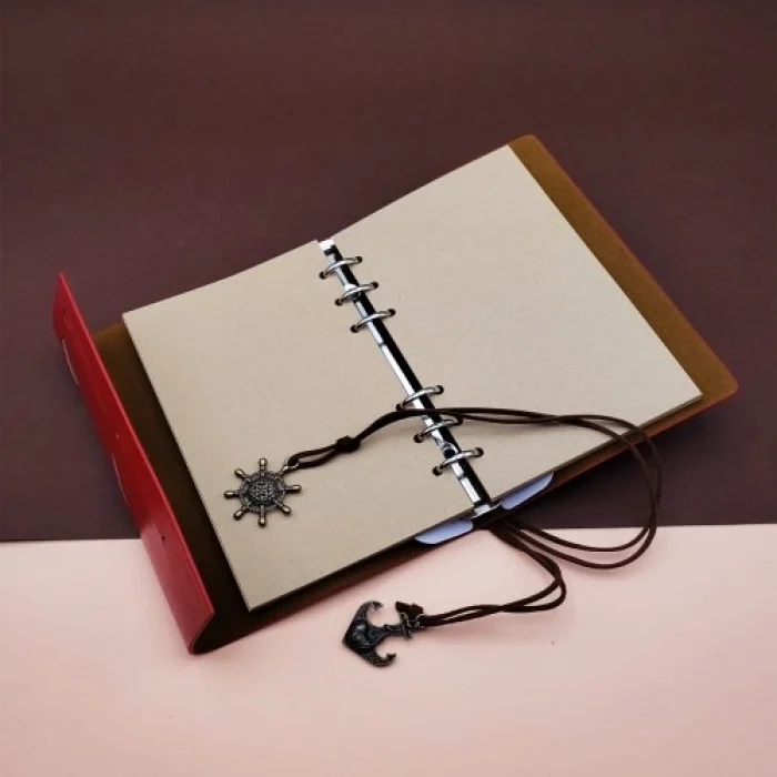 Mey İthalat® Deri Pusula Tasarımlı Defter