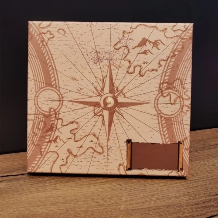 Mey İthalat® Deri Pusula Tasarımlı Defter Ve Metal Kalem Seti