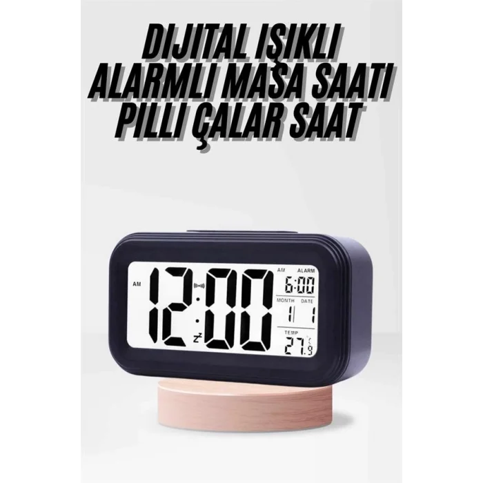 Mey İthalat® Dijital Işıklı Alarmlı Çalışma Masası Ekran Pilli Çalar Saat