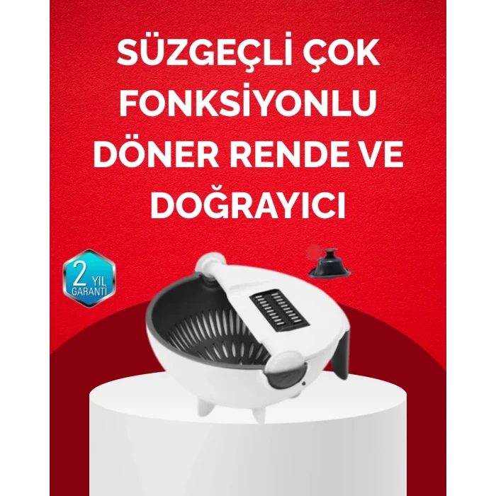 Mey İthalat® Döner Mekanizmalı Sebze Doğrayıcı Hazneli Rende