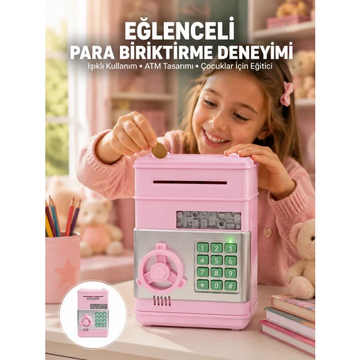 Mey İthalat® Elektronik Şifreli Otomatik Para Yutan Çocuk Kumbarası