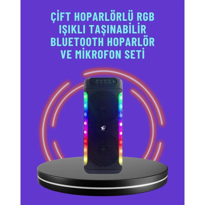 Mey İthalat® Ev ve Dış Mekan Kullanımına Uygun RGB Işıklı Hoparlör
