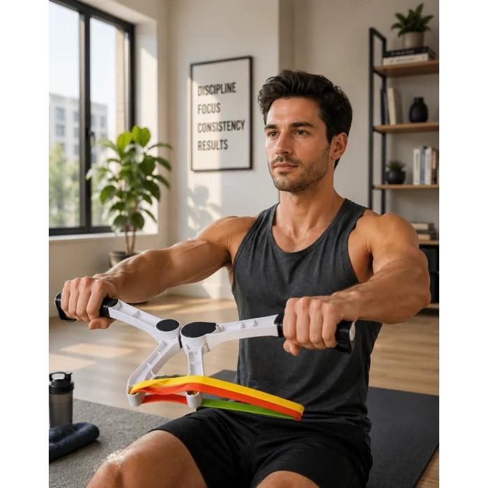 Mey İthalat® Evde Spor İçin Direnç Bantlı Üst Vücut Egzersiz Aleti