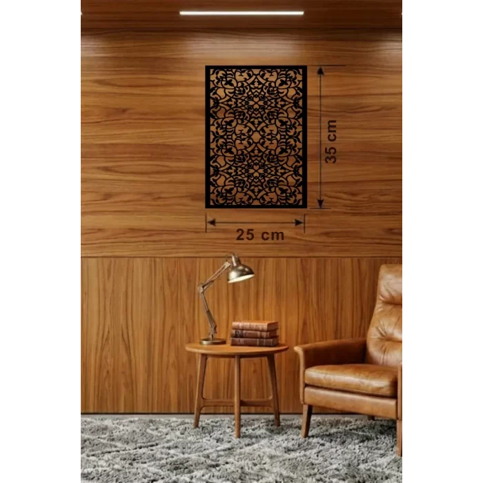 Mey İthalat® Floral Mandala Desenli Ahşap Duvar Tablosu - 25x35 cm Lazer Kesim Dekoratif Pano
