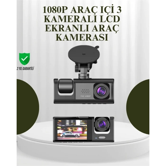 Mey İthalat® G-Sensörlü 3lü Kayıtlı Araç Kamerası