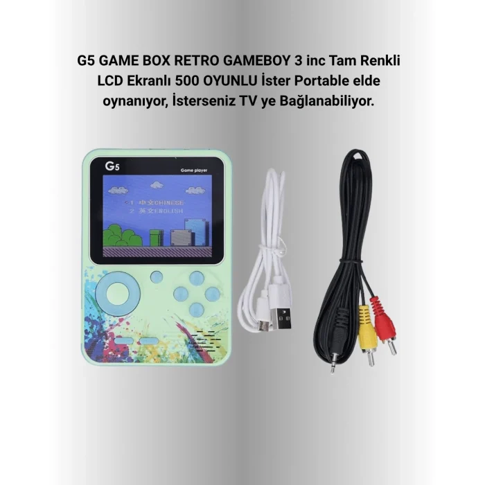 Mey İthalat® G5 Game Box Retro Mini Oyun Konsolu – 500 Dahili Oyun Yeni Nesil
