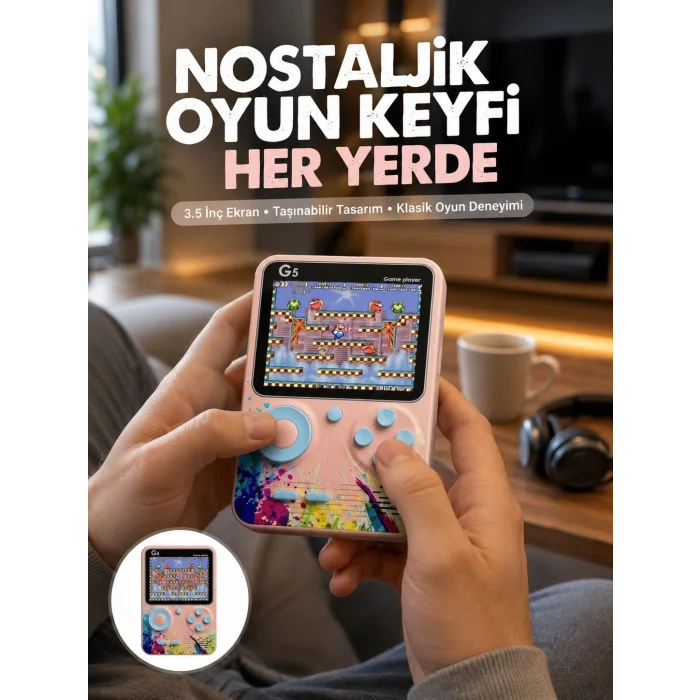 Mey İthalat® Game Box Mini 500 Adet Retro Oyun Taşınabilir Oyun Konsolu Yeni Nesil