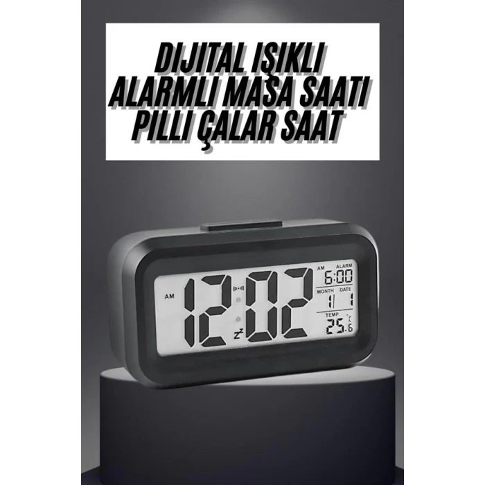 Mey İthalat® Gece Dijital Masa Saati Dijital Alarmlı Led Ekran Pilli Çalar Saat