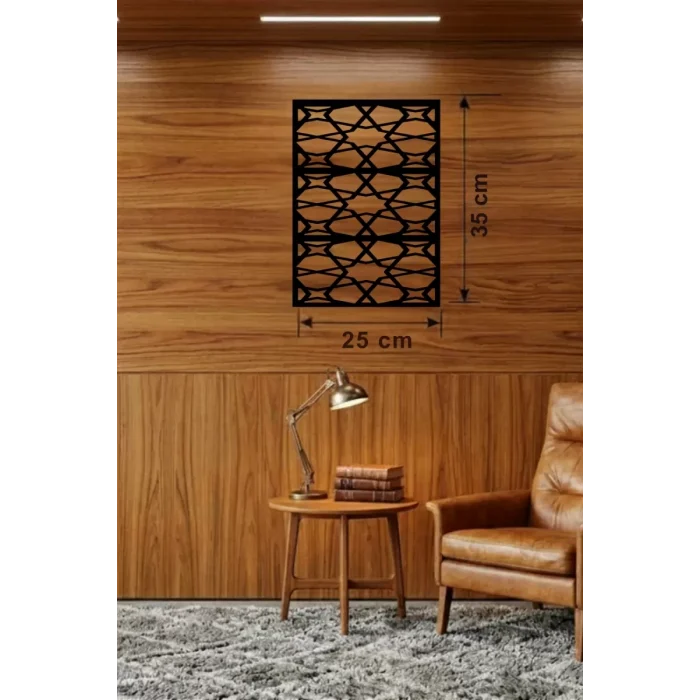 Mey İthalat® Geometrik Soyut Tasarım Ahşap Duvar Tablosu - 25x35 cm Lazer Kesim Modern Pano