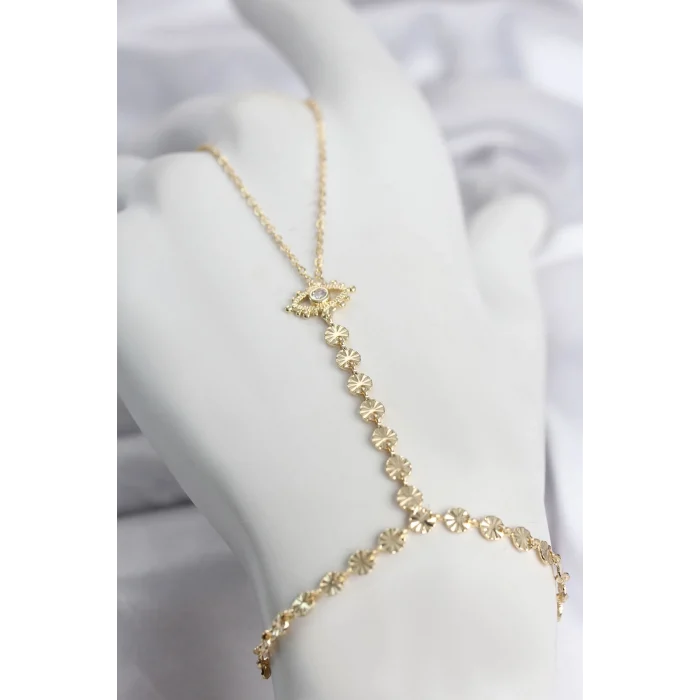 Mey İthalat® Gold Renk Pirinç Zirkon Taşlı Göz Model Şahmeran