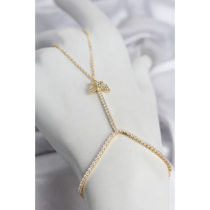 Mey İthalat® Gold Renk Pirinç Zirkon Taşlı Kelebek Model Şahmeran