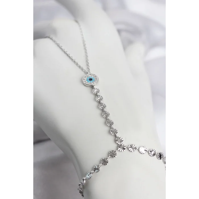 Mey İthalat® Gümüş Renk Pirinç Zirkon Taşlı Nazar Model Şahmeran