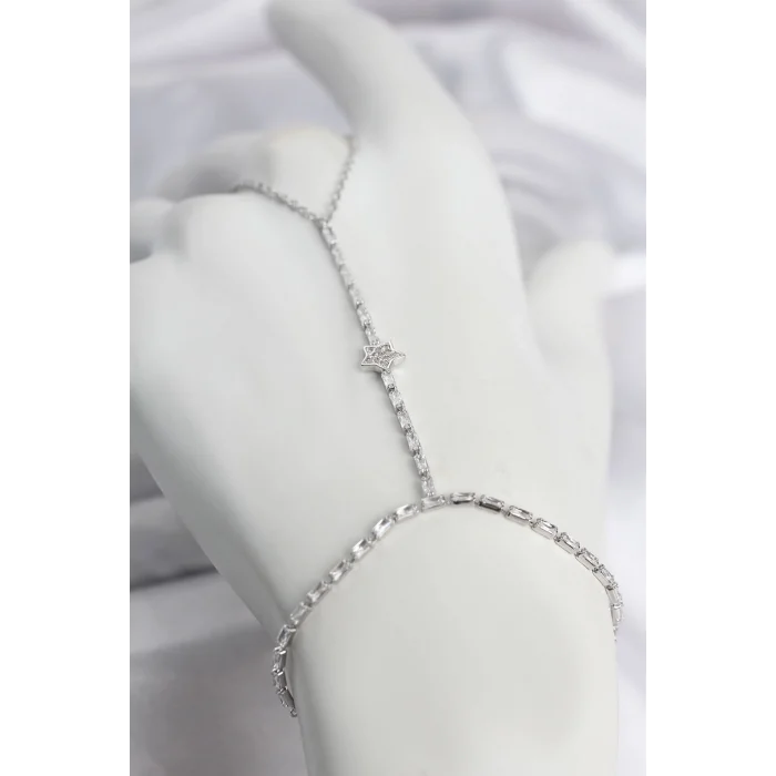 Mey İthalat® Gümüş Renk Pirinç Zirkon Taşlı Yıldız Model Şahmeran