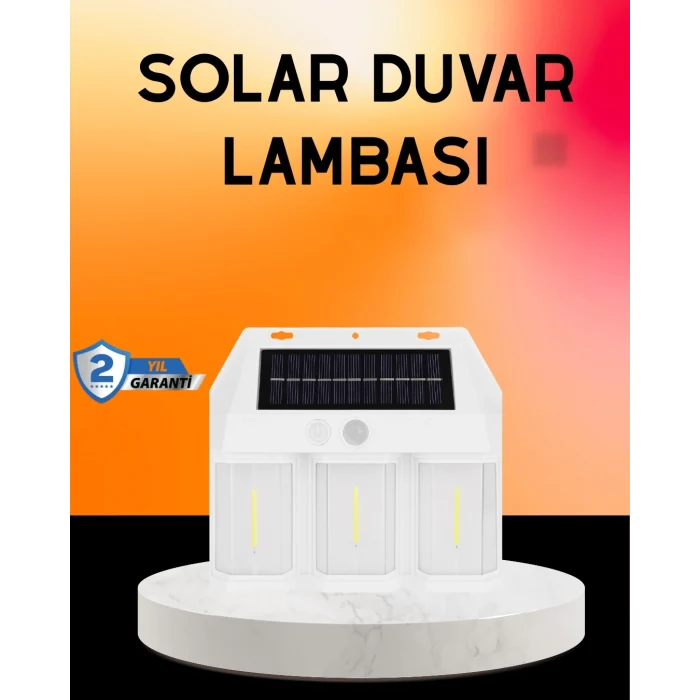 Mey İthalat® Güneş Enerjili 3 Modlu Duvar Apliği – Bahçe ve Garaj Aydınlatması