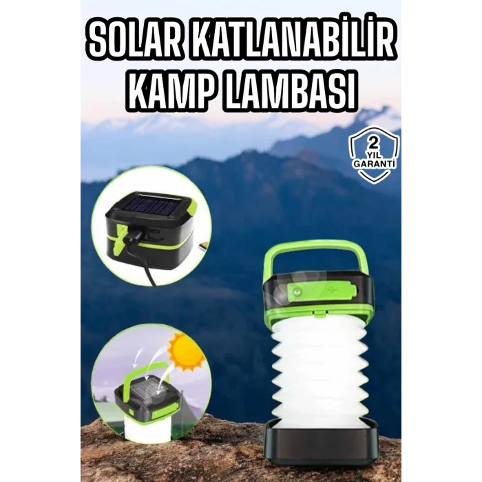 Mey İthalat® Güneş Enerjili Led Lamba Kamp Lambası Katlanabilir Lamba USB Şarjlı