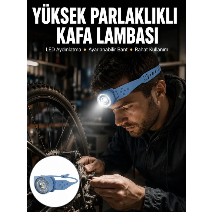 Mey İthalat® Hafif ve Taşınabilir Kamp Kafa Lambası Ayarlanabilir Işık Yeni Nesil