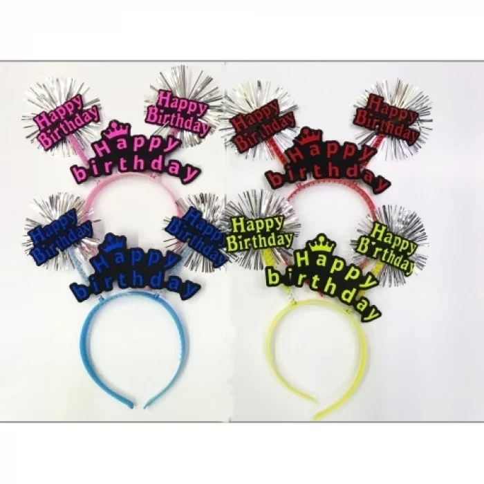 Mey İthalat® Happy Birthday Neon Renk Doğum Günü Tacı 12 Adet