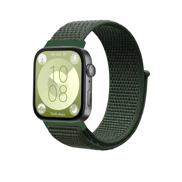 Mey İthalat®  Huawei Fit 4 Hasırlı Cırtcırtlı Kordon - Koyu Yeşil