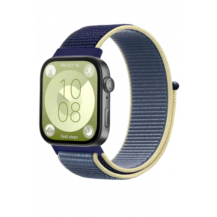 Mey İthalat®  Huawei Fit 4 Hasırlı Cırtcırtlı Kordon - Sarı-Lacivert