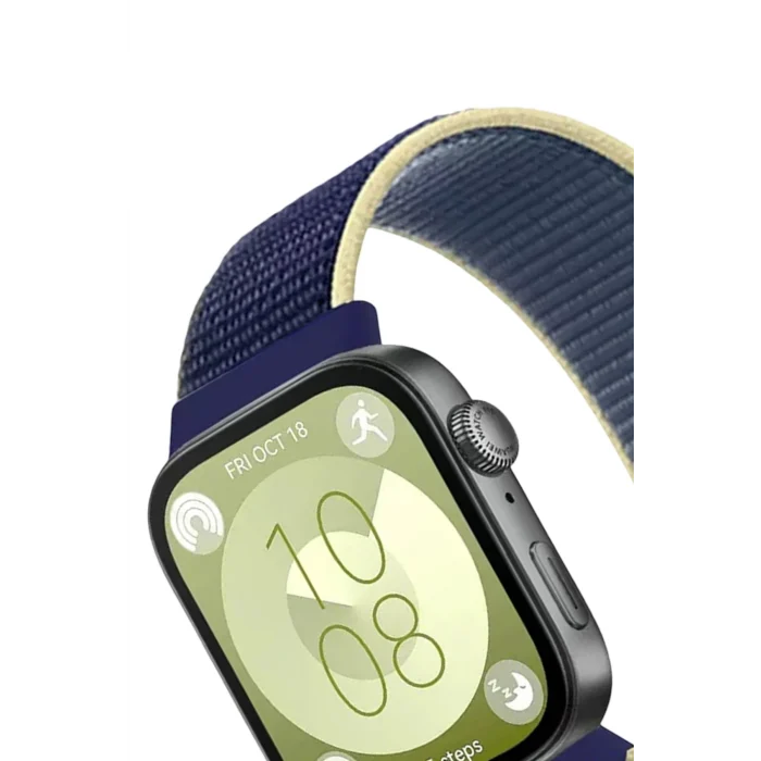 Mey İthalat®  Huawei Fit 4 Hasırlı Cırtcırtlı Kordon - Sarı-Lacivert