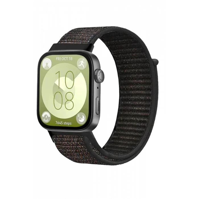 Mey İthalat®  Huawei Fit 4 Hasırlı Cırtcırtlı Kordon - Siyah