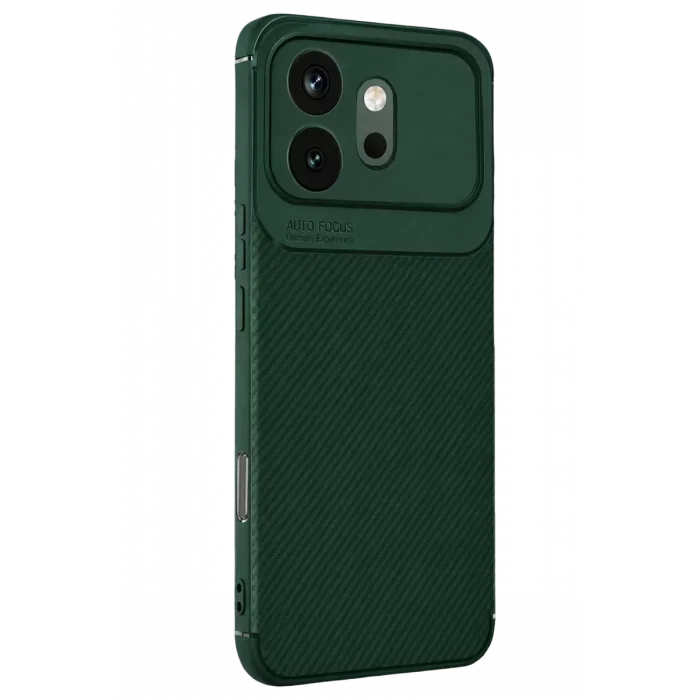 Mey İthalat®  Huawei Honor 600 Auto Focus Karbon Kapak - Koyu Yeşil
