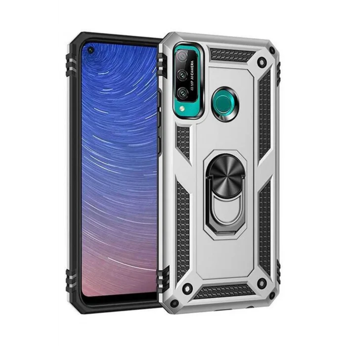 Mey İthalat®  Huawei P40 Lite E Kılıf Sofya Yüzüklü Silikon Kapak - Gümüş