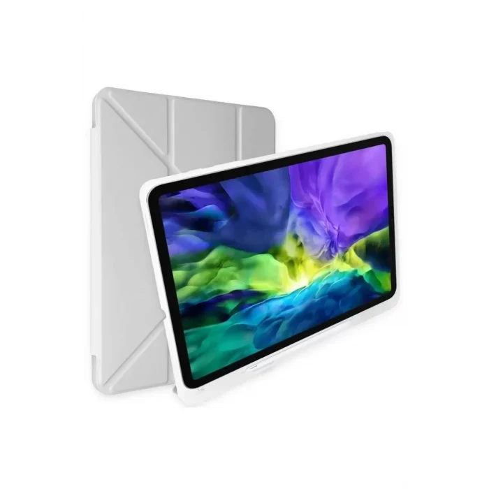 Mey İthalat®   iPad 10.2 (8.nesil) Kılıf Kalemlikli Mars Tablet Kılıfı - Gri