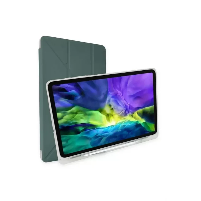 Mey İthalat®   iPad 10.2 (8.nesil) Kılıf Kalemlikli Mars Tablet Kılıfı - Koyu Yeşil
