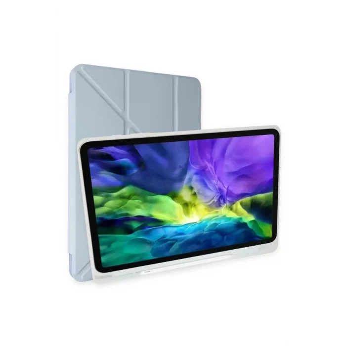 Mey İthalat®   iPad 10.2 (8.nesil) Kılıf Kalemlikli Mars Tablet Kılıfı - Mavi