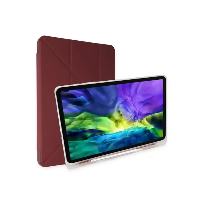 Mey İthalat®   iPad 10.2 (8.nesil) Kılıf Kalemlikli Mars Tablet Kılıfı - Mürdüm