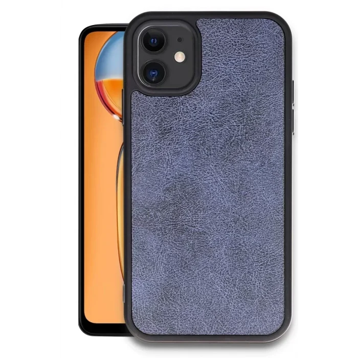 Mey İthalat®   iPhone 11 Kılıf Aras Deri Kapak - Lacivert